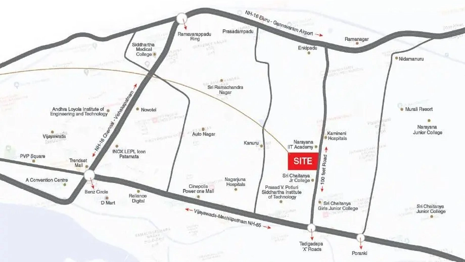 Location of Sai Iconic Towers in Kanuru, Vijayawada - Image 417242