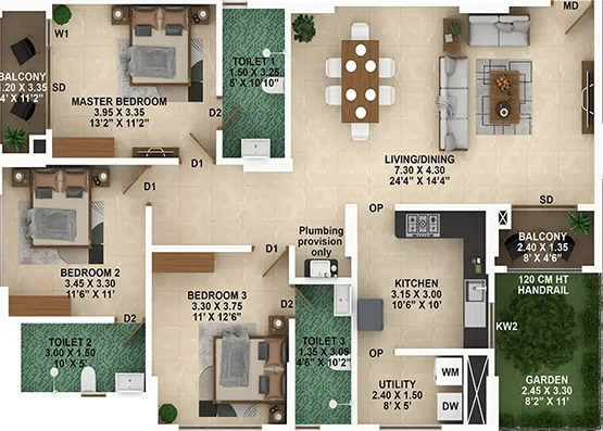 3 BHK Flat in Confident Infinity in Cheranalloor, Kochi - Image 924198