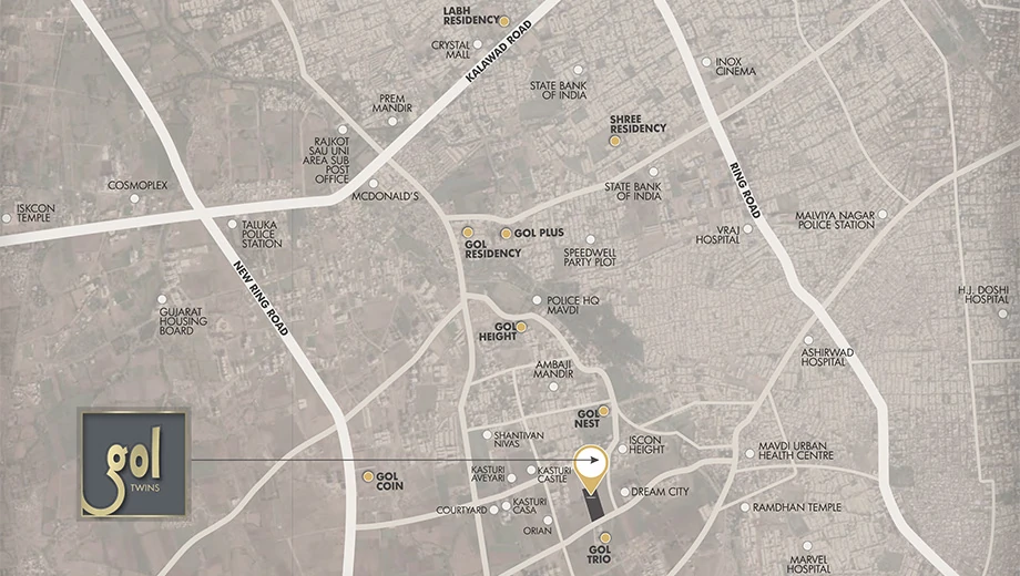 Location of Nayan Gol Twins Apartment in Mavdi, Rajkot - Image 417298