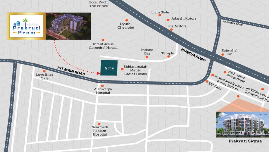 Location of Prakruti Prem in Vijayanagar, Mysore - Image 417284