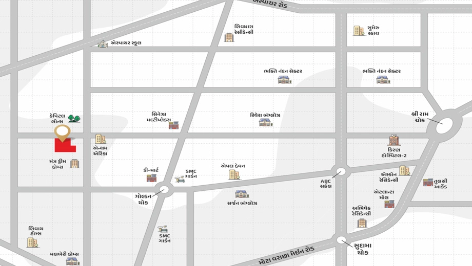 Location of Yashvi Ratan Luxuria in Mota Varachha, Surat - Image 417313