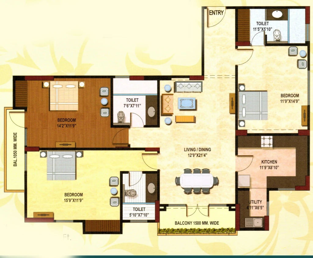 3 BHK Flat in Ridhi Sidhi Height in Beltola, Guwahati - Image 924381