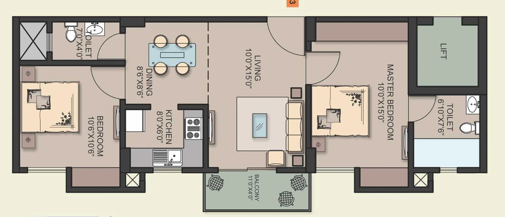 2 BHK Flat in Icon Keshari in Beltola, Guwahati - Image 924353