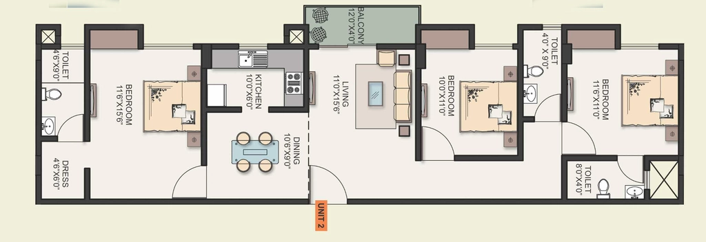 3 BHK Flat in Icon Keshari in Beltola, Guwahati - Image 924355