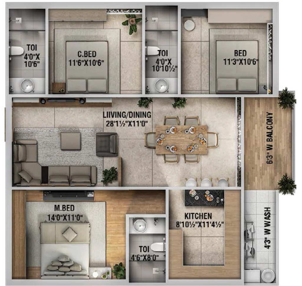3 BHK Flat in Vasishta Vaishno Vihari in Poranki, Vijayawada - Image 924229