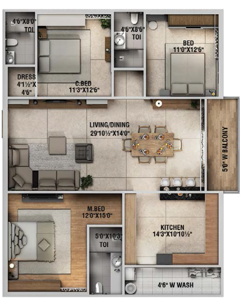 3 BHK Flat in Vasishta Vaishno Vihari in Poranki, Vijayawada - Image 924230