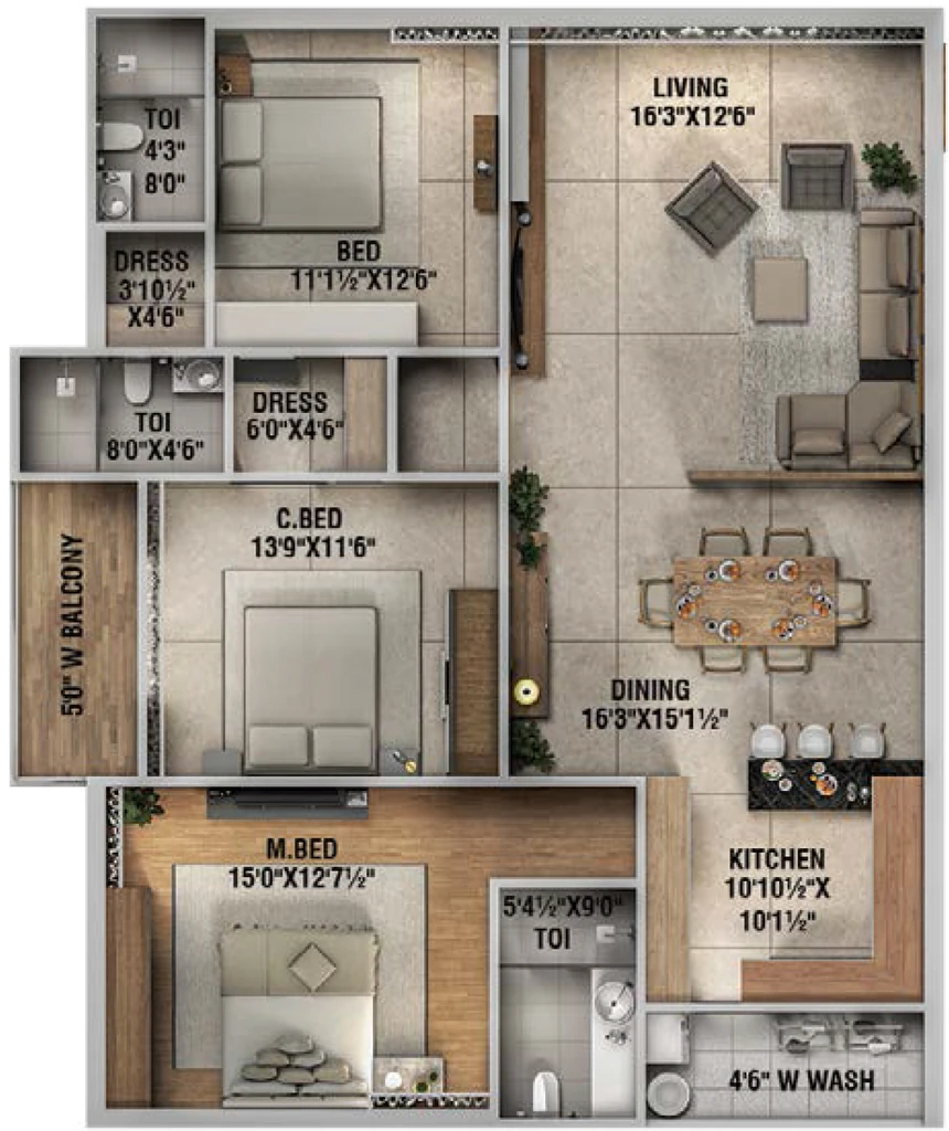 3 BHK Flat in Vasishta Vaishno Vihari in Poranki, Vijayawada - Image 924231