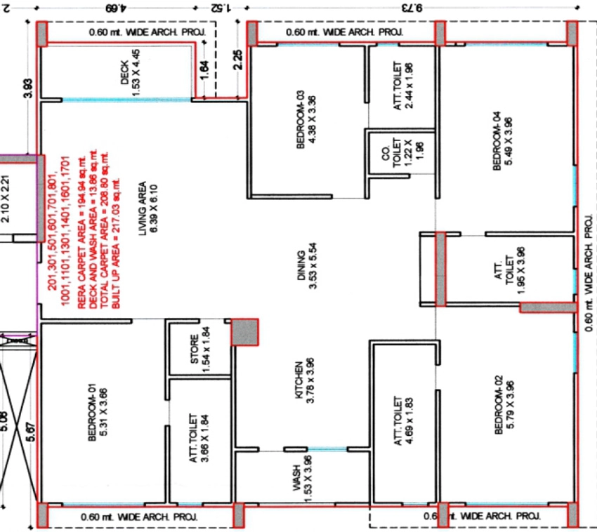4 BHK Flat in RNG Skyworld in Adajan, Surat - Image 924233