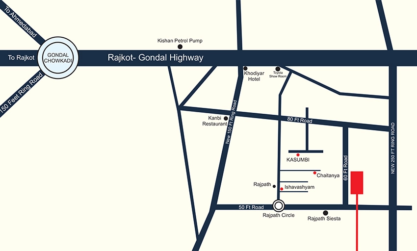 Location of Kasumbi Elegance in Gondal Road, Rajkot - Image 417502