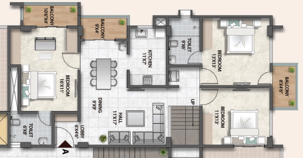 3 BHK Flat in Global Solitaire in Beltola, Guwahati - Image 924352