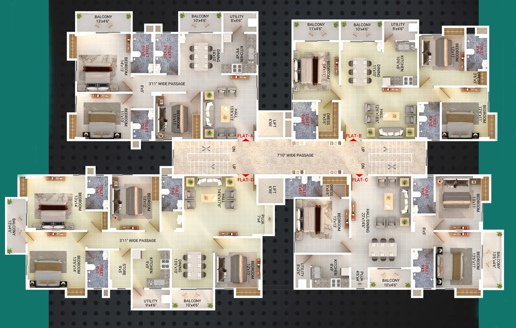 Floor Plan of Riscon Abode in Khanapara, Guwahati - Image 417957