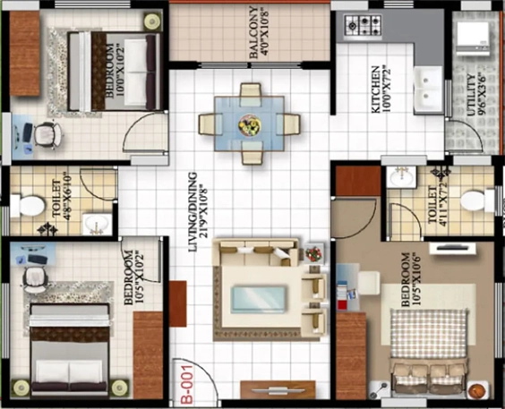 3 BHK Flat in Prithvi Lifestyle in Siddhartha Layout, Mysore - Image 924242