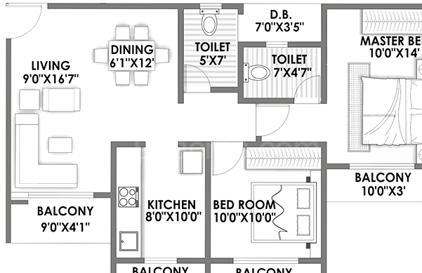 2 BHK Flat in Samuday Palacia I Greens in Bogadi 2nd Stage, Mysore - Image 924243