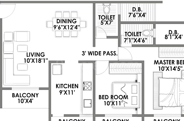 2 BHK Flat in Samuday Palacia I Greens in Bogadi 2nd Stage, Mysore - Image 924244