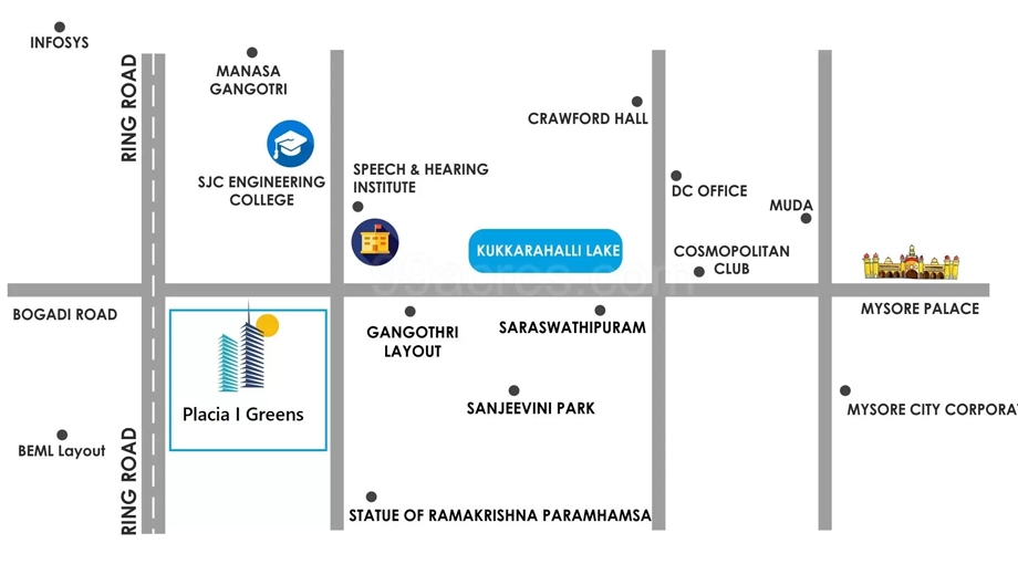 Location of Samuday Palacia I Greens in Bogadi 2nd Stage, Mysore - Image 417400