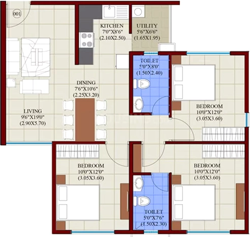 3 BHK Flat in Sankalp Magnum in Vidyaranyapuram, Mysore - Image 924248