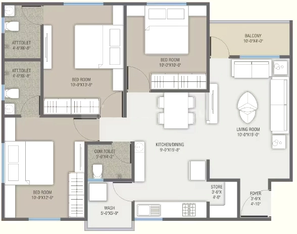 3 BHK Flat in Sankalp Magnum in Vidyaranyapuram, Mysore - Image 924247
