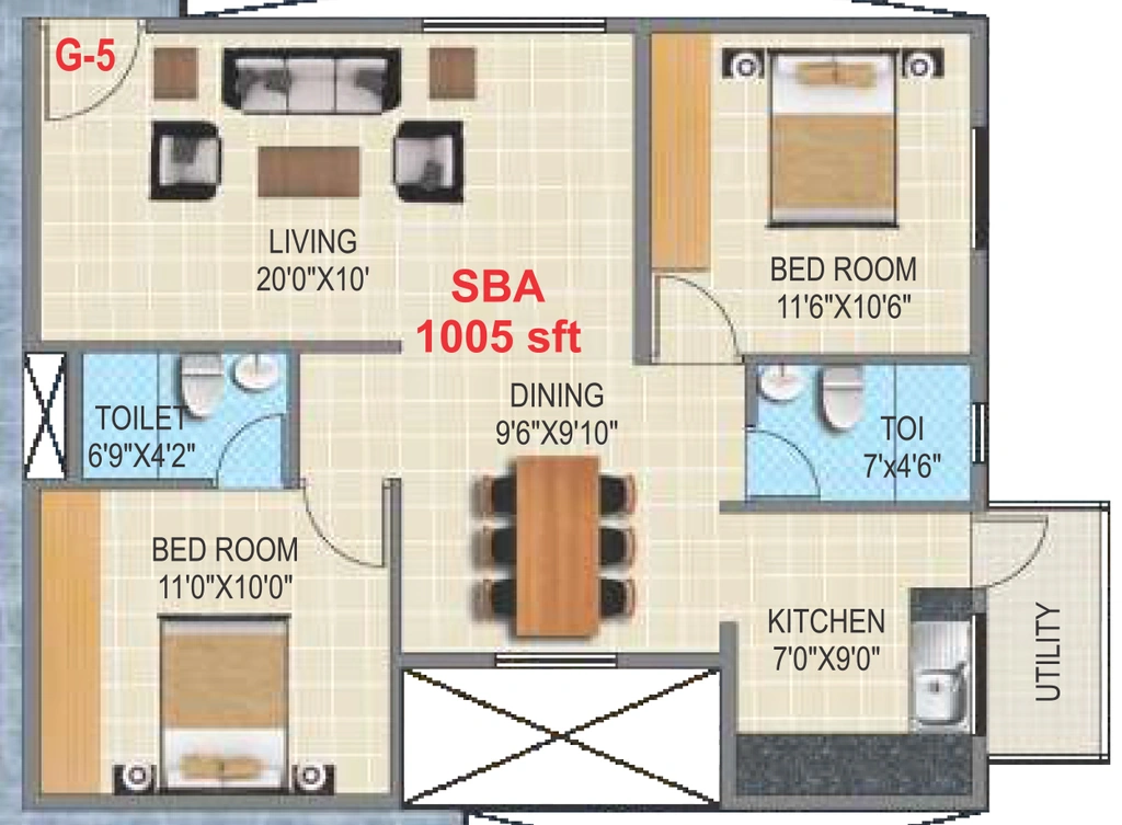 2 BHK Flat in SMR Sai Pannalkar Residency in Siddhartha Layout, Mysore - Image 924257