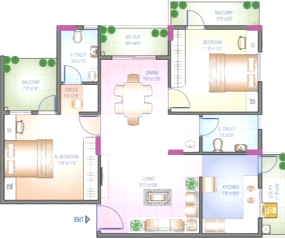 2 BHK Flat in Sowparnika Blue Bells in Vijayanagar, Mysore - Image 924256