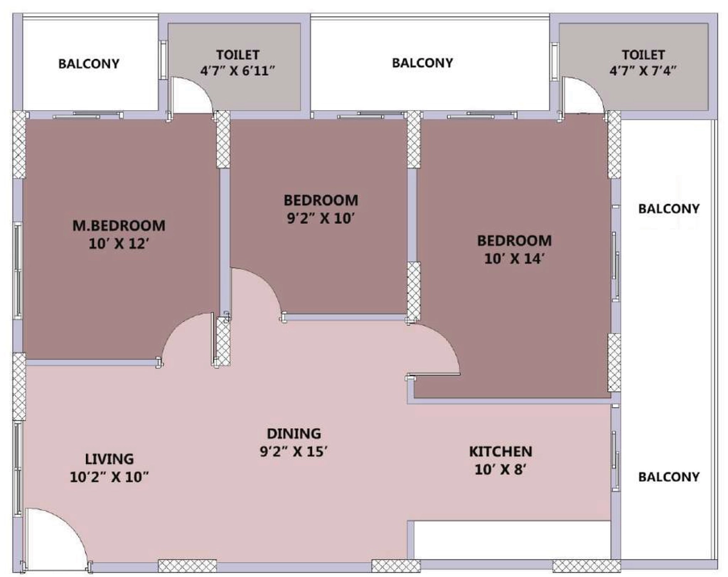 3 BHK Flat in Trendz Whispering Woods in Bogadi 2nd Stage, Mysore - Image 924253