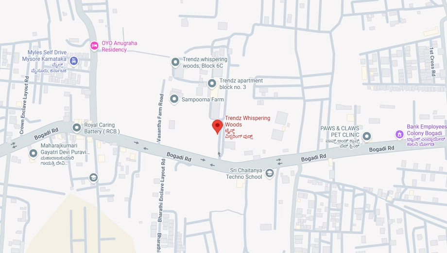 Location of Trendz Whispering Woods in Bogadi 2nd Stage, Mysore - Image 417417