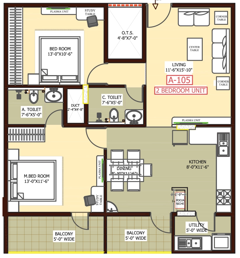 2 BHK Flat in Foundations Silver Springs in Hootagalli, Mysore - Image 924239