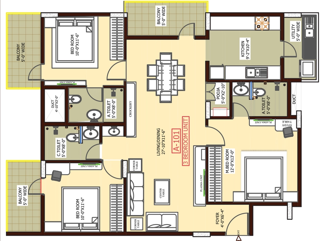 3 BHK Flat in Foundations Silver Springs in Hootagalli, Mysore - Image 924240