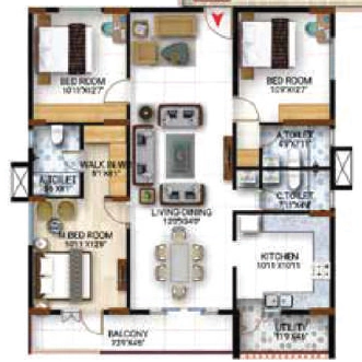 3 BHK Flat in Prithvi World in Chamundi Vihar Layout, Mysore - Image 924265