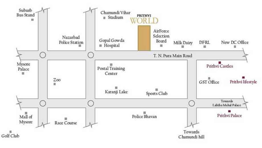 Location of Prithvi World in Chamundi Vihar Layout, Mysore - Image 417460