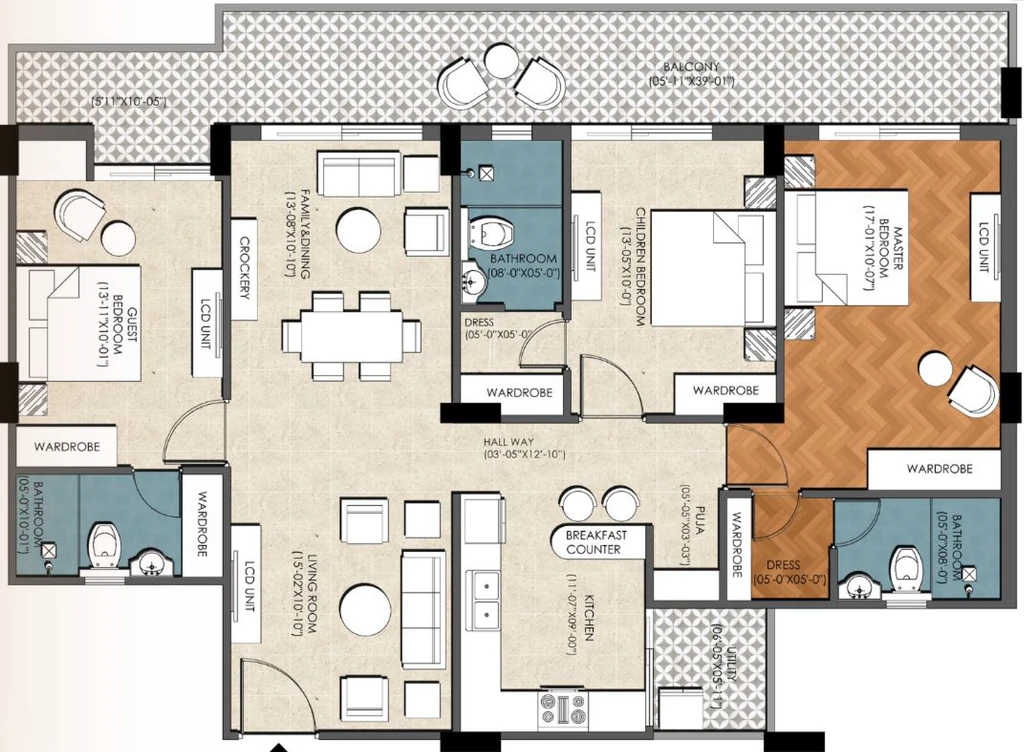 3 BHK Flat in Sahil Corsica Heights in Sahastradhara Road, Dehradun - Image 924288