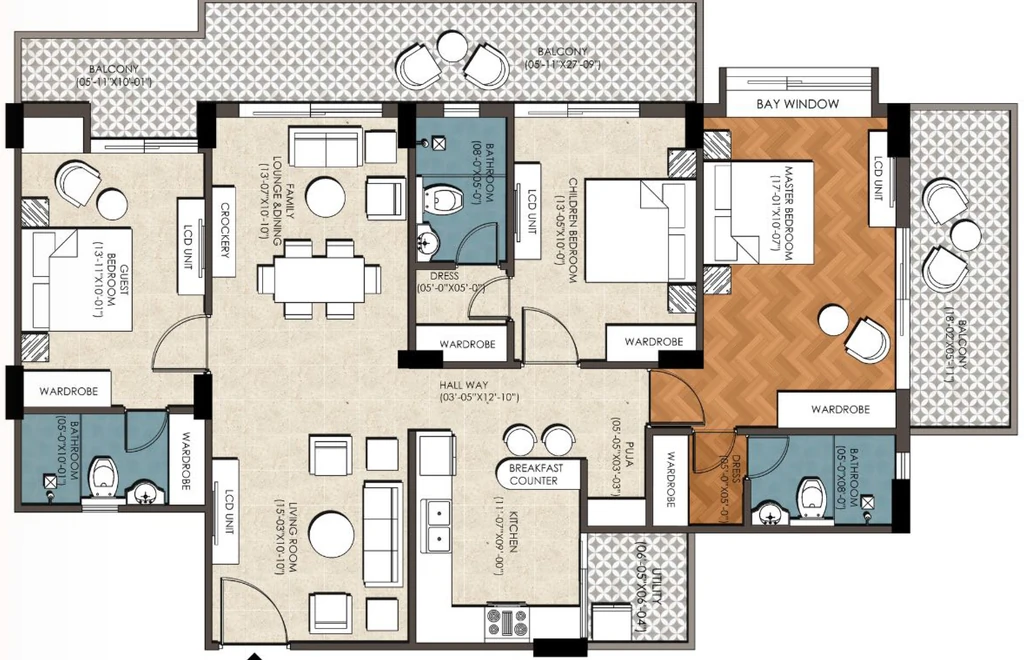 3 BHK Flat in Sahil Corsica Heights in Sahastradhara Road, Dehradun - Image 924289