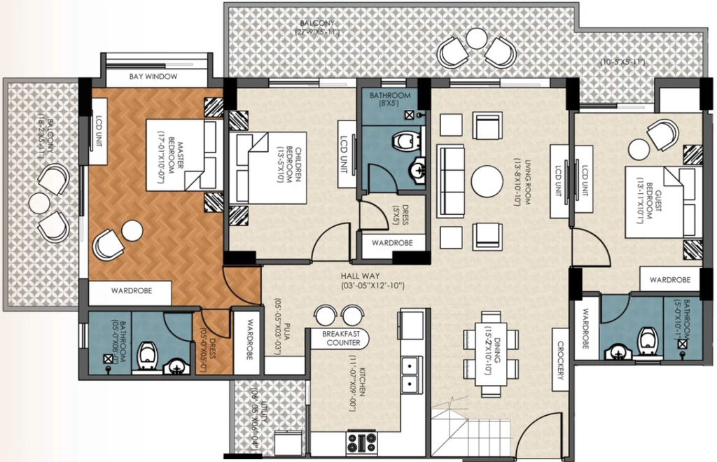 3 BHK Flat in Sahil Corsica Heights in Sahastradhara Road, Dehradun - Image 924291
