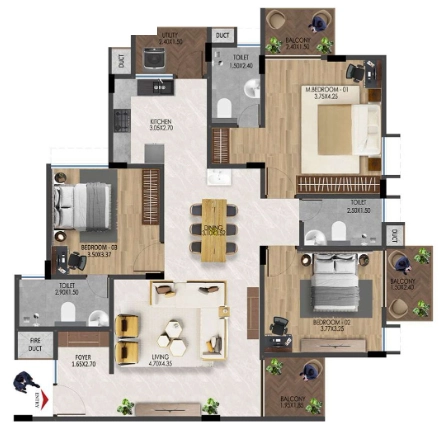 3 BHK Flat in Horizon Garden Terraces in Vidyaranyapuram, Mysore - Image 924349