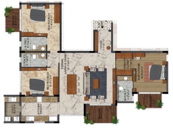 3 BHK Flat in Sankalp Tiara in Jayalakshmipuram, Mysore - Image 924300