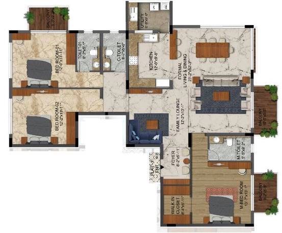 3 BHK Flat in Sankalp Tiara in Jayalakshmipuram, Mysore - Image 924301