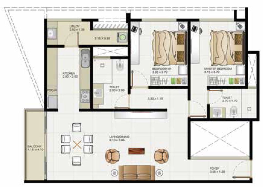 2 BHK Flat in Sunpure Homes Blessed in Vijayanagar, Mysore - Image 924305