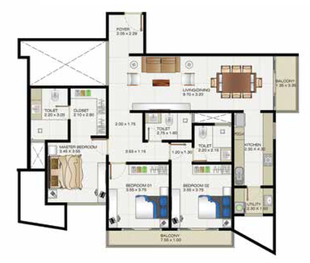 3 BHK Flat in Sunpure Homes Blessed in Vijayanagar, Mysore - Image 924307