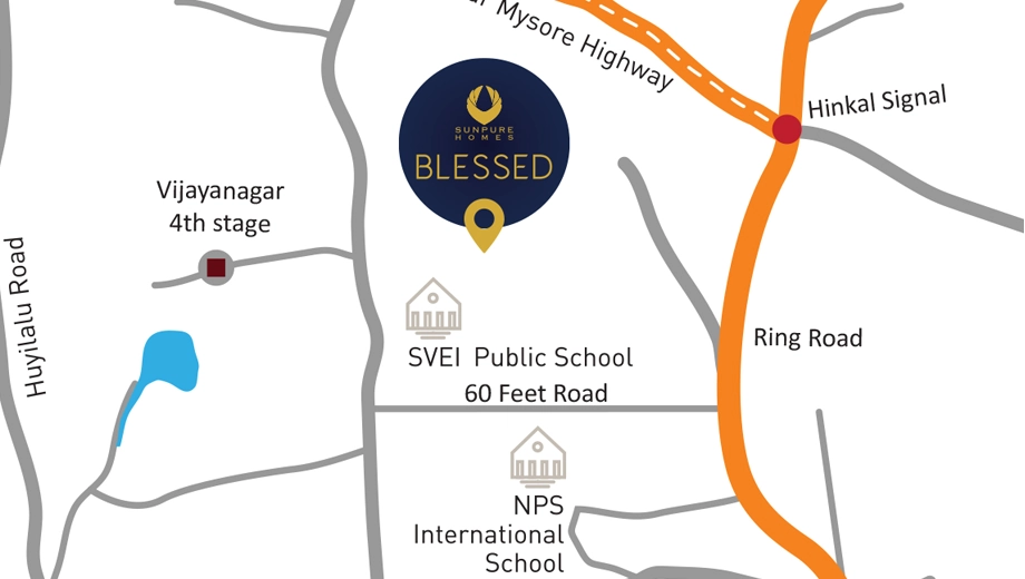 Location of Sunpure Homes Blessed in Vijayanagar, Mysore - Image 417568