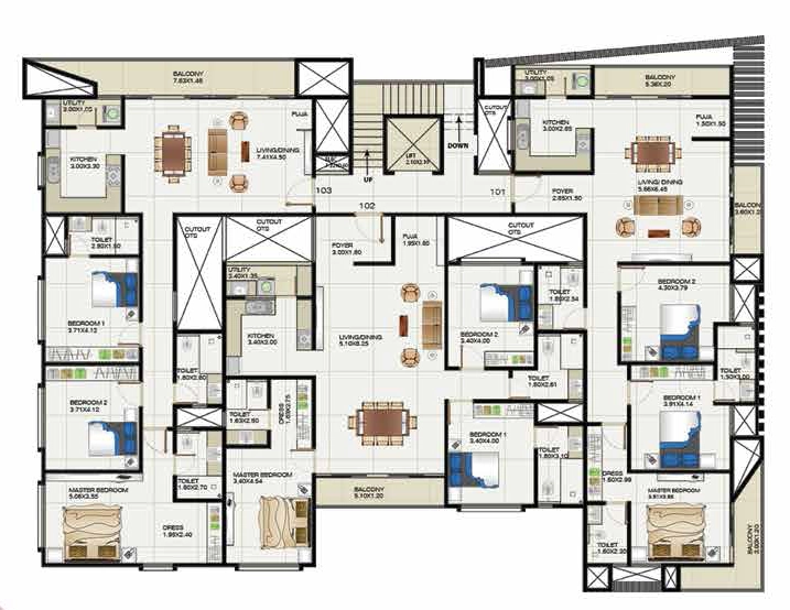 Floor Plan of Sunpure Meraki in Yadavagiri, Mysore - Image 417651