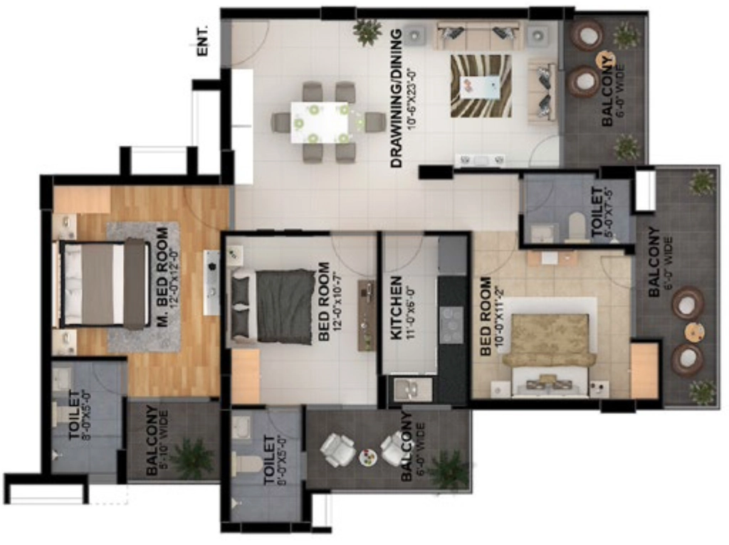 3 BHK Flat in Evolve Doon Republic in Jakhan, Dehradun - Image 924314