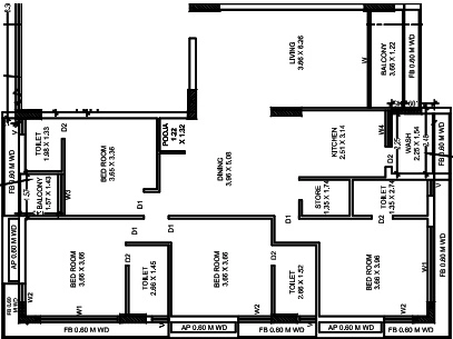 4 BHK Flat in Shrinathji Karma Skylife in Ghanteshwer, Rajkot - Image 924328