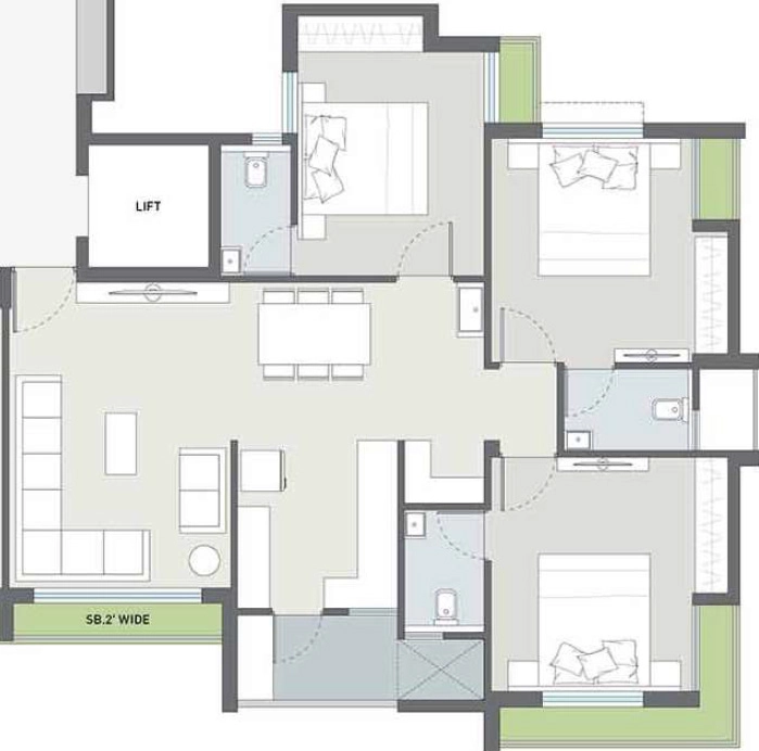 3 BHK Flat in Shyamal Satva in Mavdi, Rajkot - Image 924330