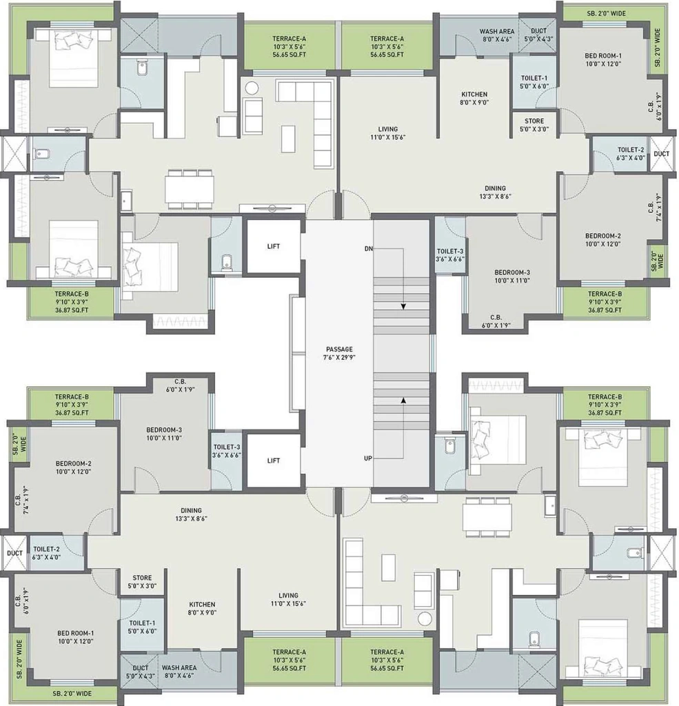 Floor Plan of Shyamal Satva in Mavdi, Rajkot - Image 417638