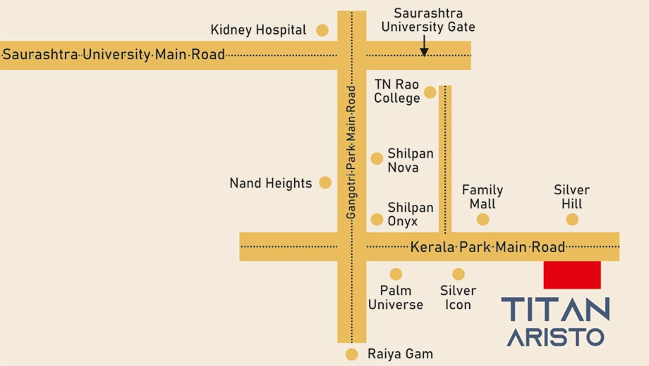 Location of Kanha Titan Aristo in Raiya, Rajkot - Image 417657