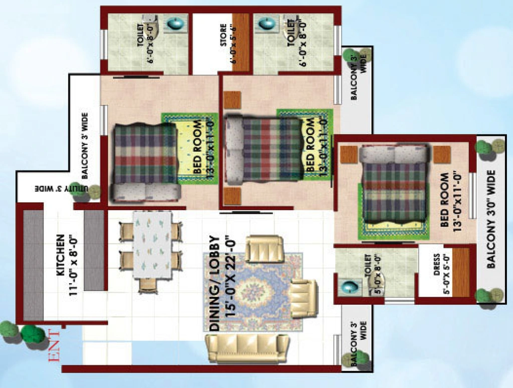 3 BHK Flat in Resizone Om Sarthak in Majra, Dehradun - Image 924367