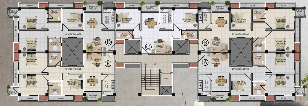 Floor Plan of Dalton Uttara Enclave in Lalmati, Guwahati - Image 417845