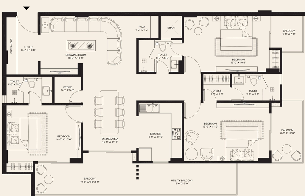 3 BHK Flat in Sky Vista Evara in Mussoorie Road, Dehradun - Image 924410