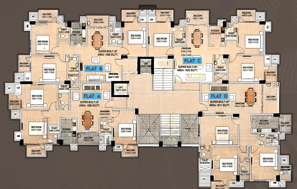 Floor Plan of KC Swasteek Tusar Tower in Geeta Nagar, Guwahati - Image 417894
