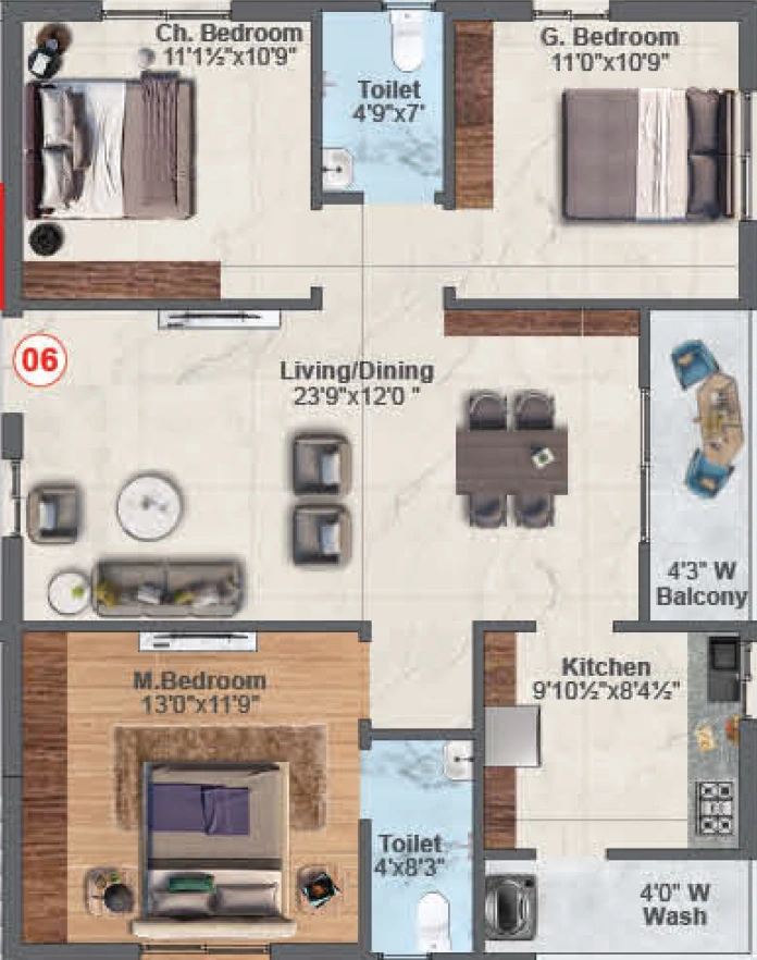 3 BHK Flat in Raj Royal Icon in Tadepalli, Vijayawada - Image 924450