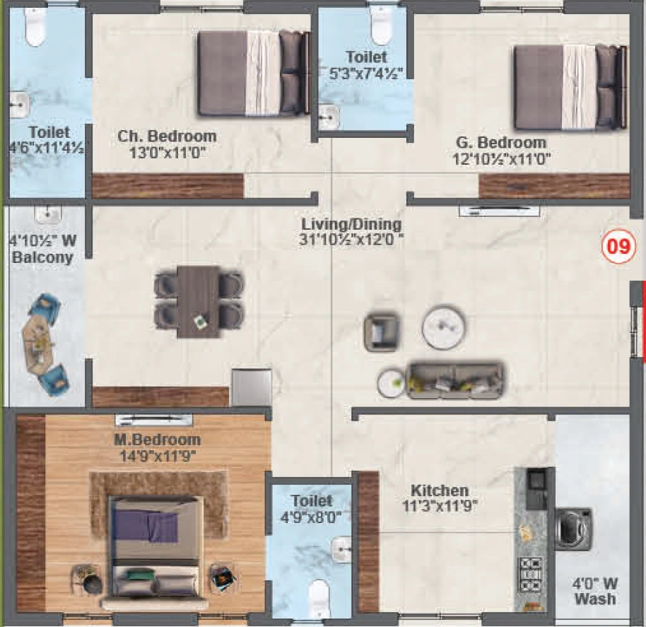 3 BHK Flat in Raj Royal Icon in Tadepalli, Vijayawada - Image 924456